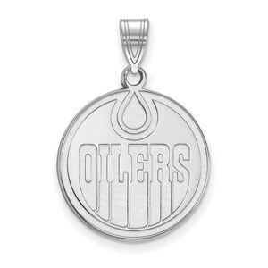 Sterling Silver NHL Edmonton Oilers Large Disc Pendant